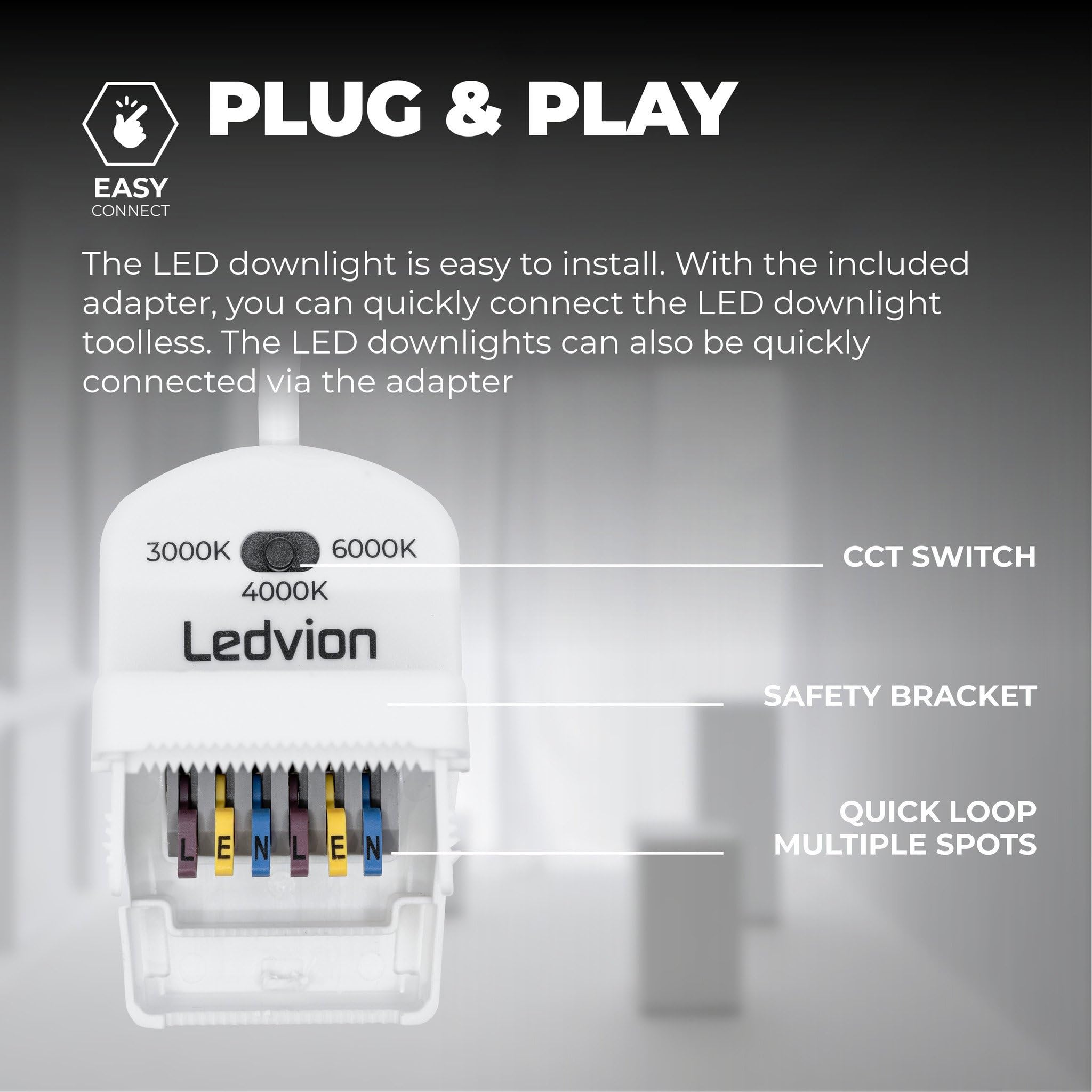 Ledvion - 6X Faretti LED da Incasso, Neri, Dimmerabili, 7W, IP65, CCT, COB, Ø90mm, 5 Anni di Garanzia