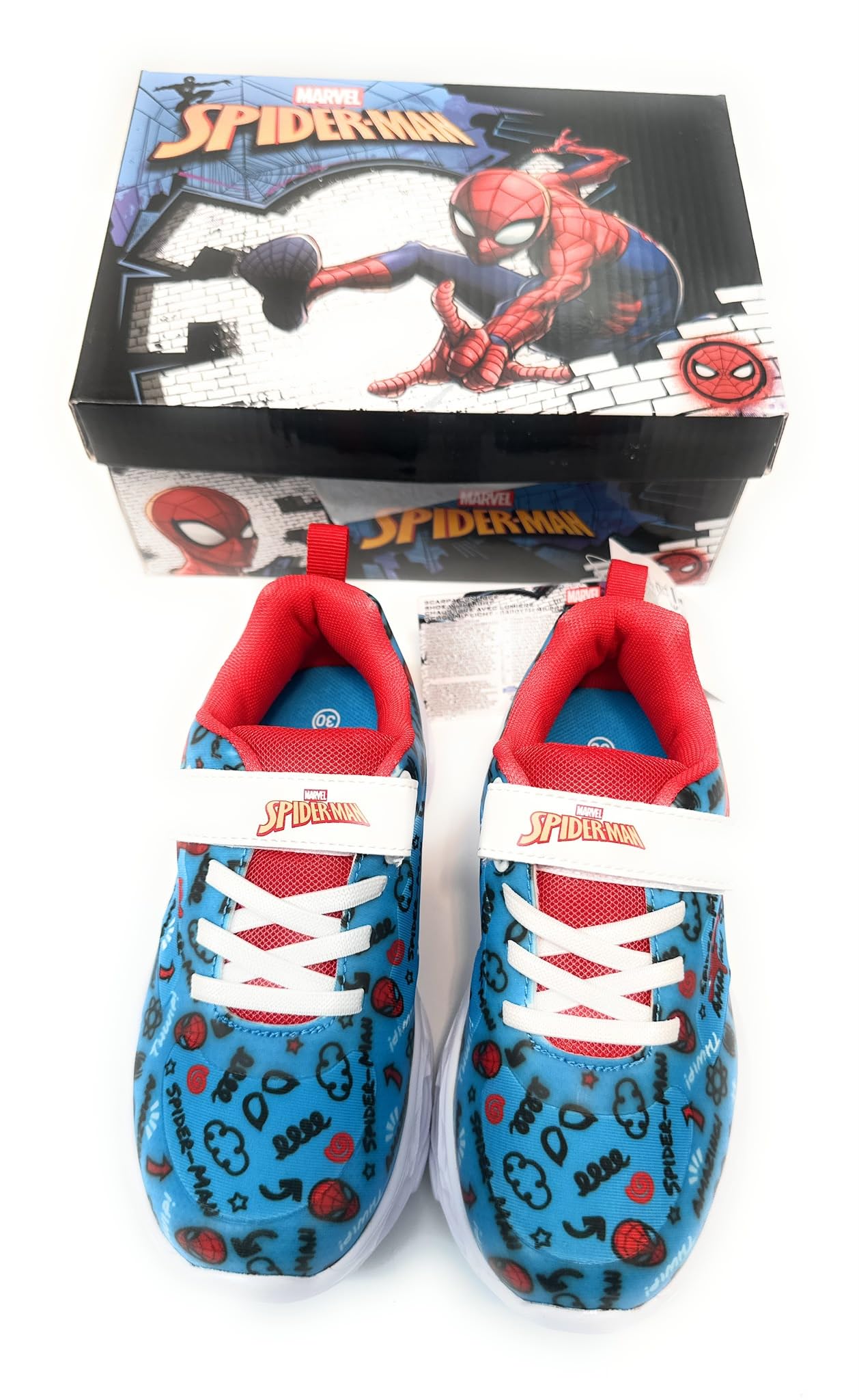 Scarpe Sandalo Chiuso Sneakers per Bambini Spider-Man Suola Luminosa, Luce Rossa,Varie taglie14399 (nerom Rosso, Sistema Taglie Calzature EU, Bambino Piccolo (2-5 Anni), Numero, Media, 28)