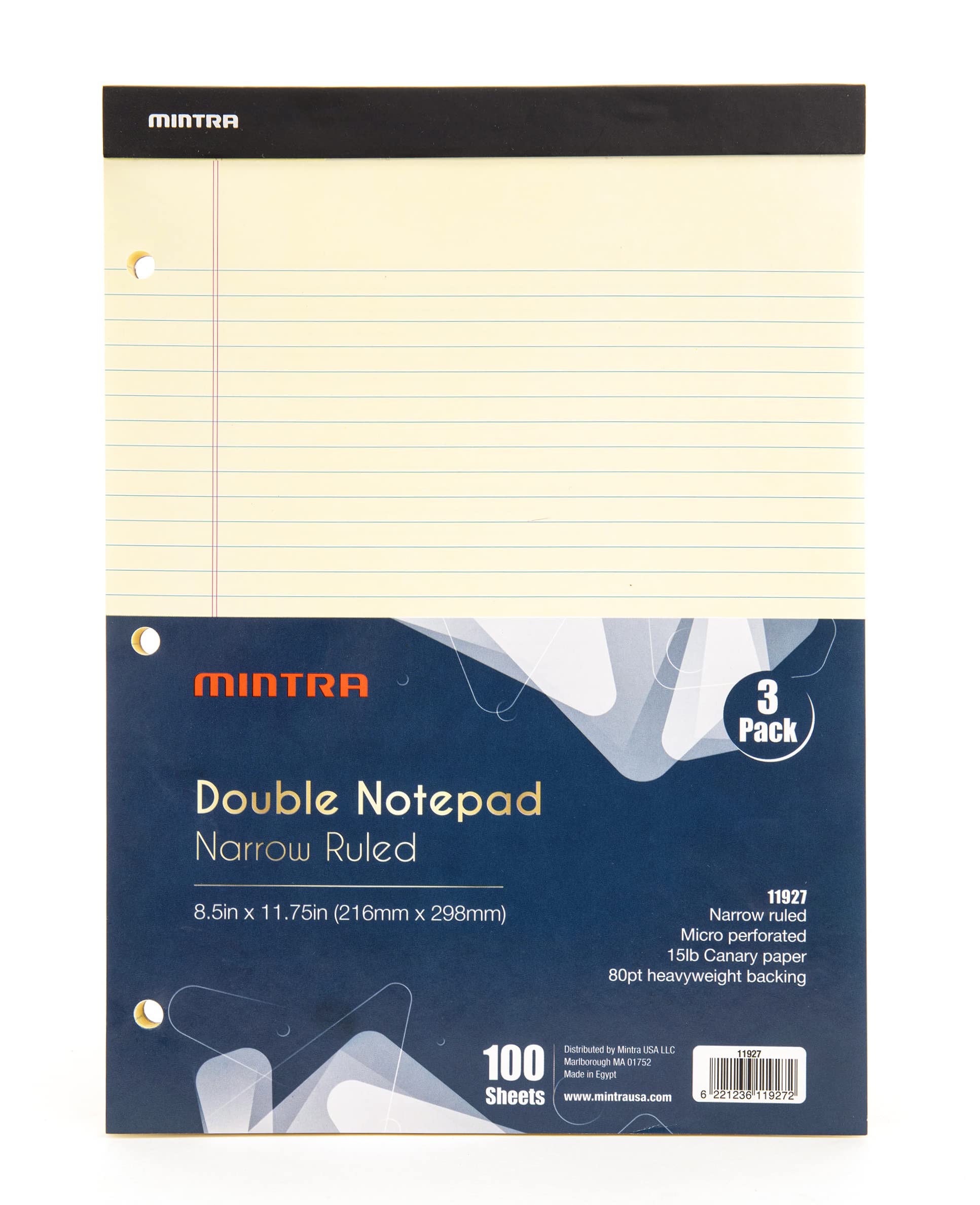 Mintra Office Lot de 3 blocs juridiques (Canari), 21,6 x 27,9 cm (lignes étroites)