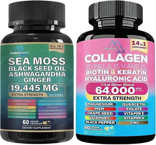 Miniatura 2 de Suplemento de hierbas de musgo marino 22 en 1 con shilajit del Himalaya, Ashwagandha, Rhodiola Rosea, Ginseng, 19445 mg, cápsulas vegetales