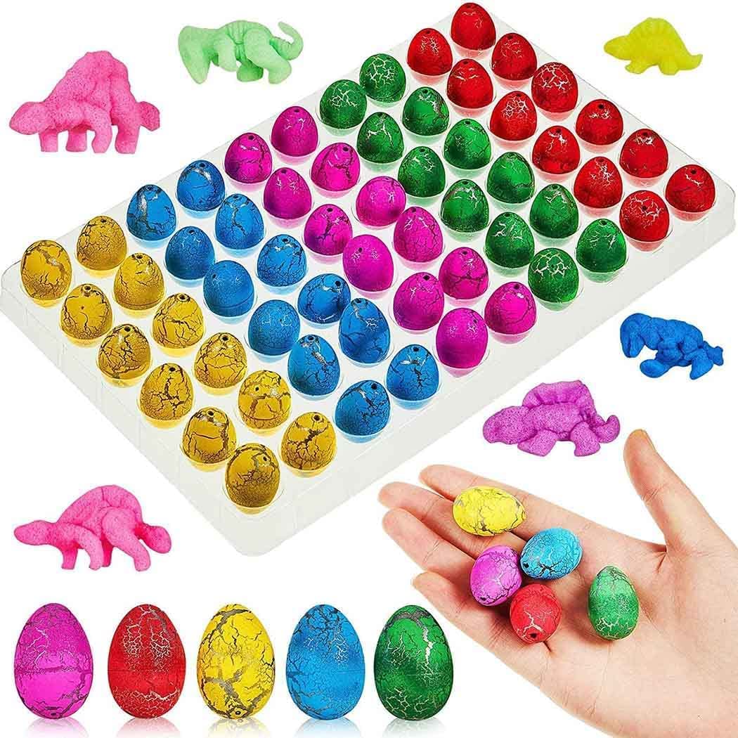PRITZKER 60PCS Dinosaur Eggs Toy for Kids, Dino Eggs Grow in Water Hatching in Water Pool Games Science Kits Crack Novelty Toy Mini Dino Egg Easter Present Toys Party Favor (Multi-Color)