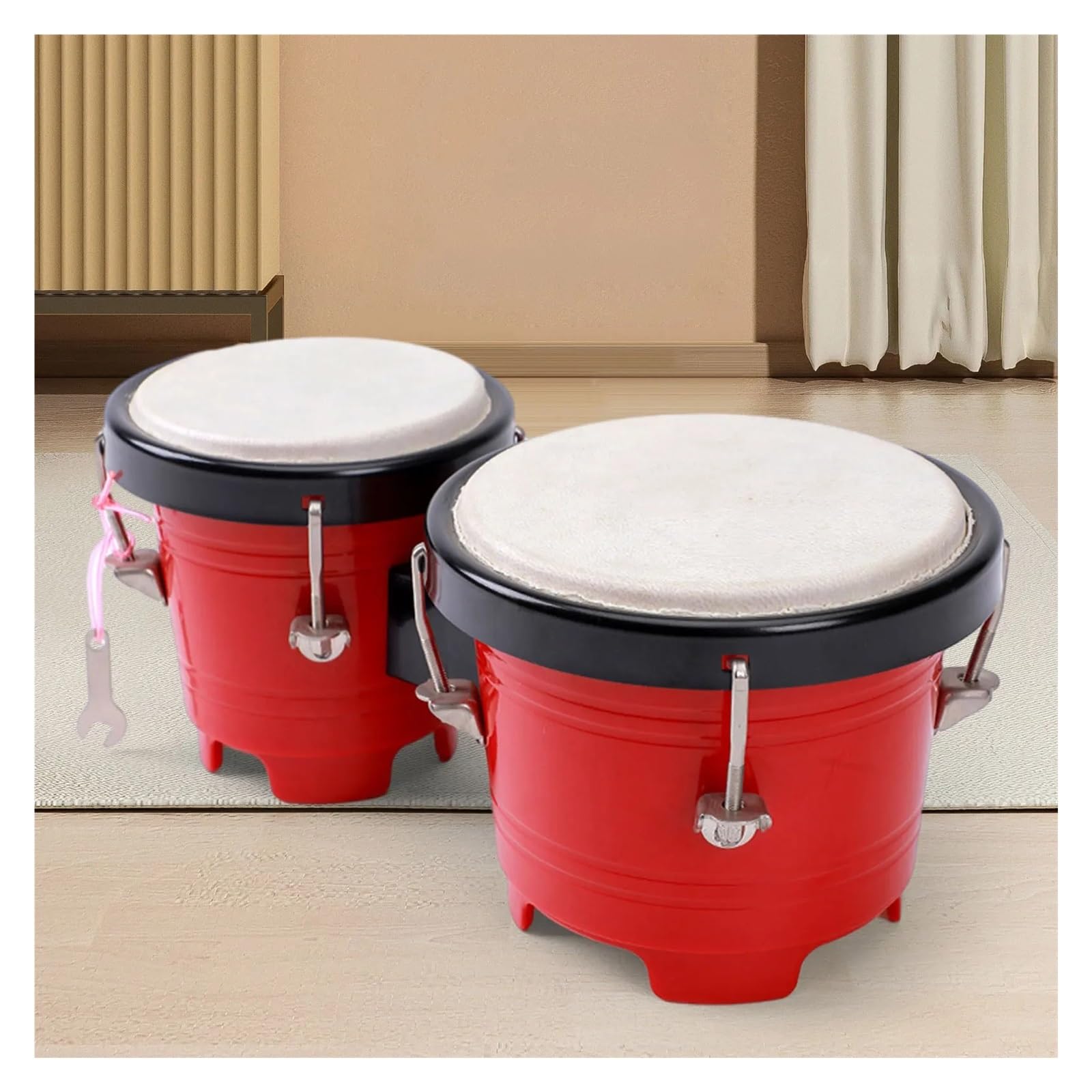 Bongos Professionelles Percussion-Bongos-Trommelset, Stimmhandtrommel, pädagogische Musikinstrumente for Anfänger, Jungen und Mädchen(Dark Blue)