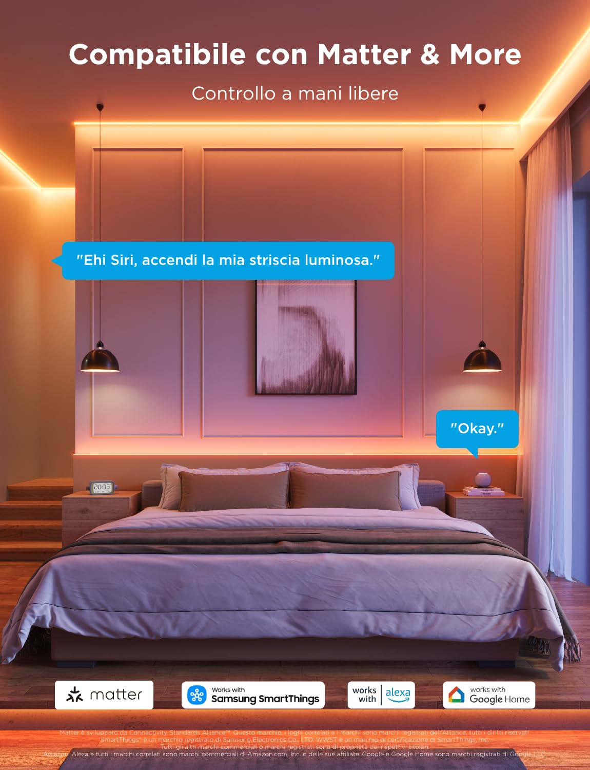 Govee COB Striscia LED Pro 3m, Luce RGBICW con Banco Caldo | Compatibile con Alexa, Google Assistant e Matter, Striscia Luminosa che, Cambia Colore per Camera da Letto, Armadio