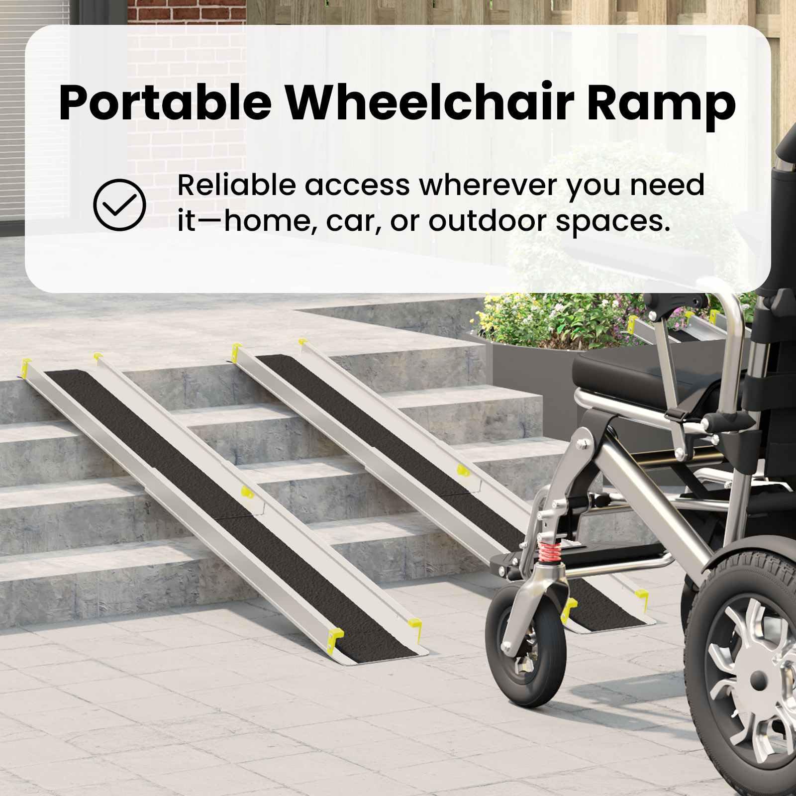 vidaXL Rampa para Silla de Ruedas 270 kg 2 pcs Negro 152 x 19 x 5,5 cm, Rampa de Aluminio, fácil de Guardar, Moderna, Acceso en Silla de Ruedas, solución de Movilidad Urbana