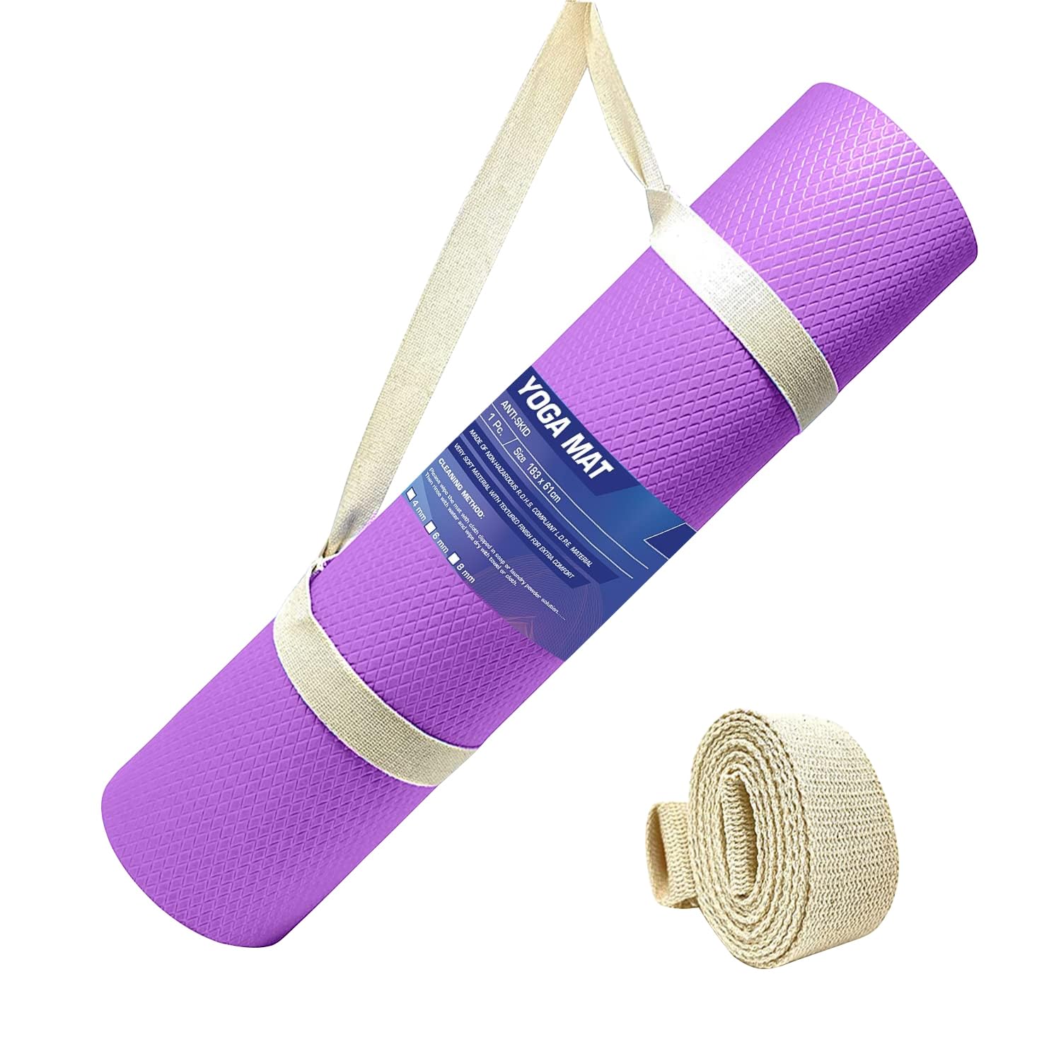 STRAUSS EVA Yoga Mat with Carry Strap | Non-Slip Exercise Mat for Home & Gym | Eco-Friendly, Lightweight & Durable Workout Mat | Ideal for Yoga, Pilates, Fitness | Ideal for Men & Women,8mm,(Purple) (B09TGVX3D9) Amazon Price History, Amazon Price Tracker