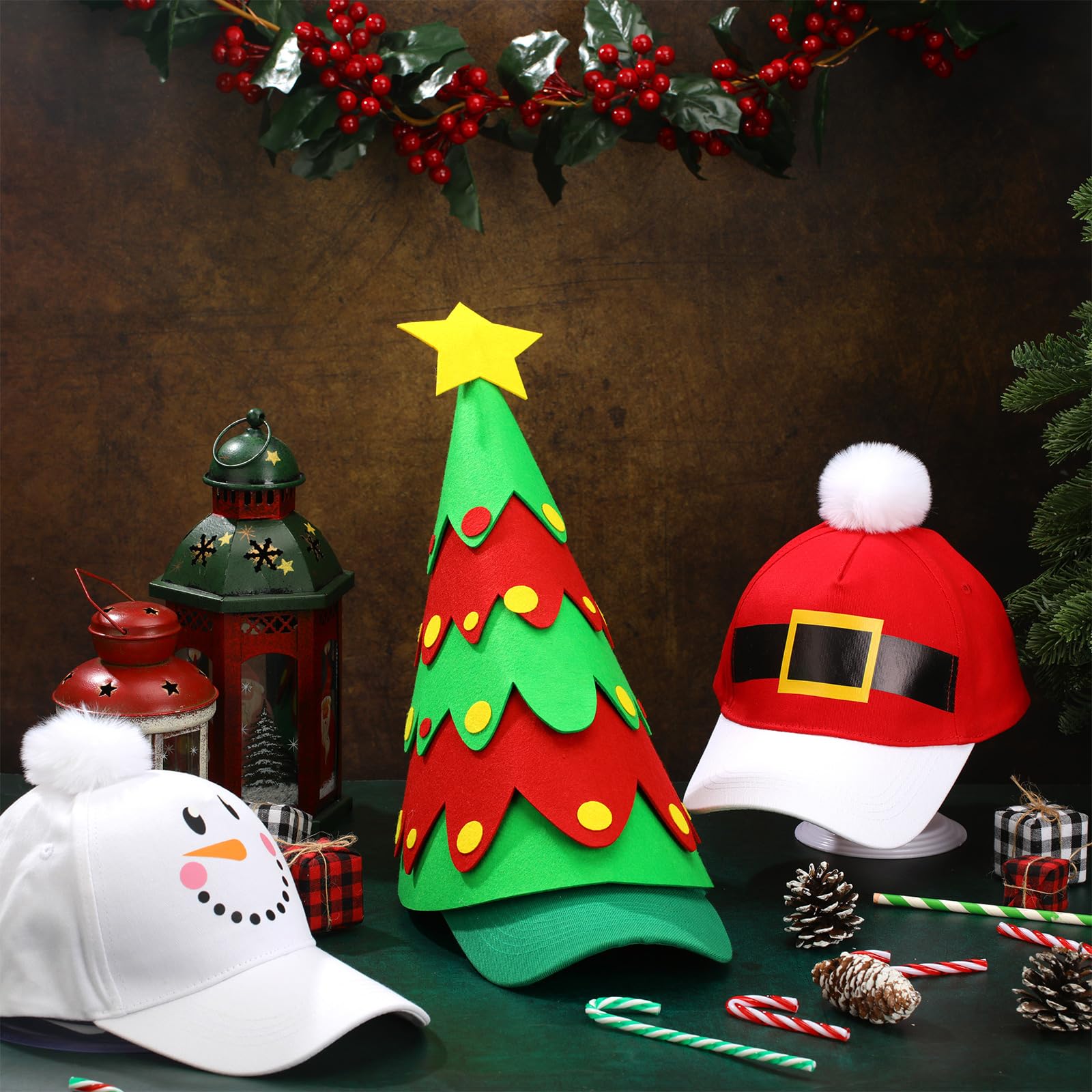 Liitrsh Weihnachtsmütze, Weihnachtsmann-Baseballkappe, Merry Christmas, Trucker-Mütze, lustige Weihnachtsbaumspitze, Weihnachtsmann-Ballkappe für Erwachsene, Damen, Herren, Partyzubehör, Geschenke, 3