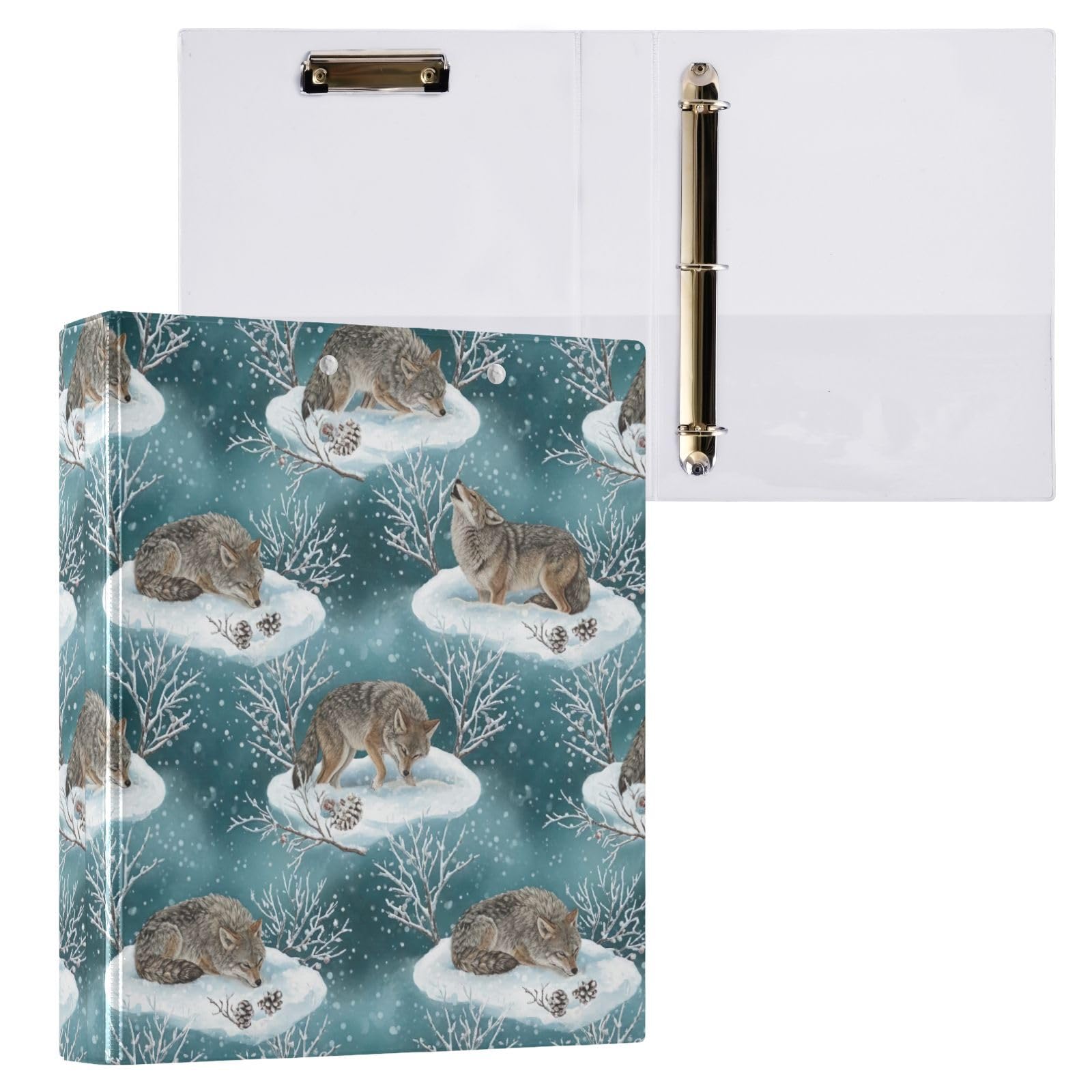 Winter Wolf - Raccoglitore a 3 anelli, flessibile, confezione da 2, colore: foglia di tè