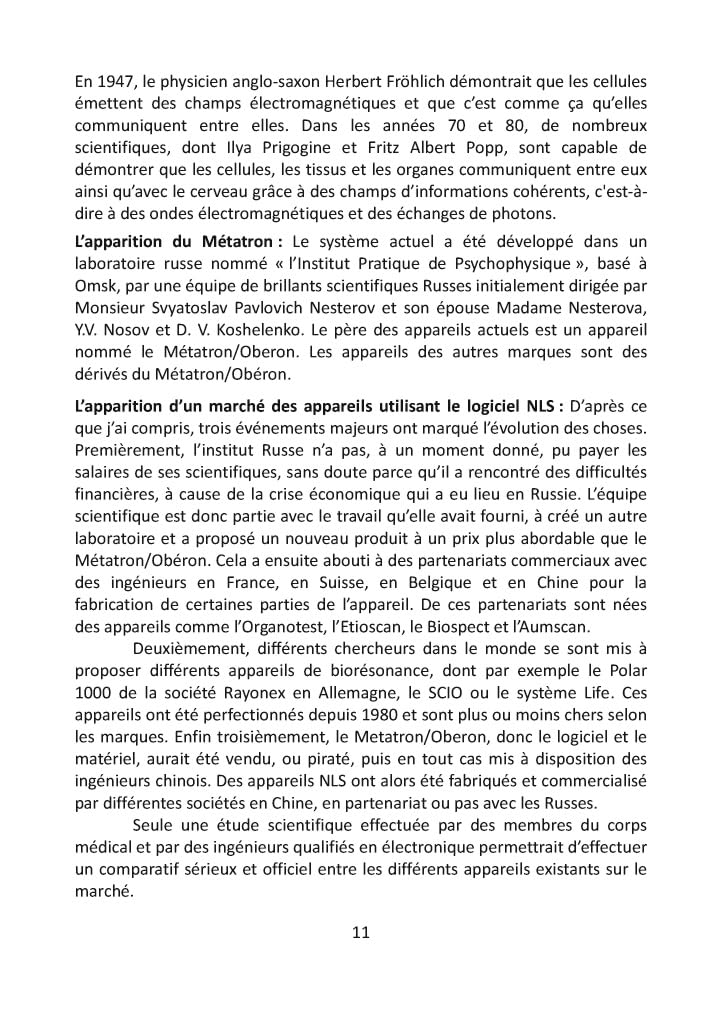 Manuel professionnel pour logiciels NLS de Biorésonance