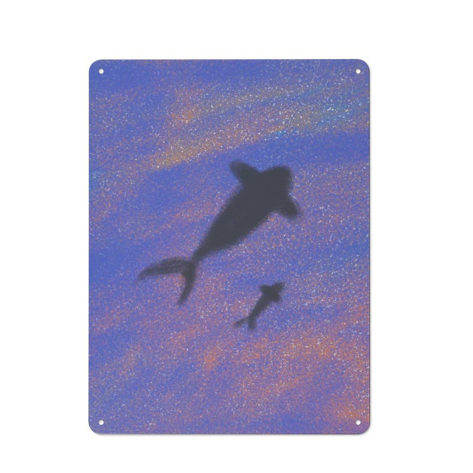Junmoney Mom And Baby Whale Metal Wall Sign 40X30cm Featuring For Garage Or Workshop, For Garage, Workshop And Man Cave Decoration