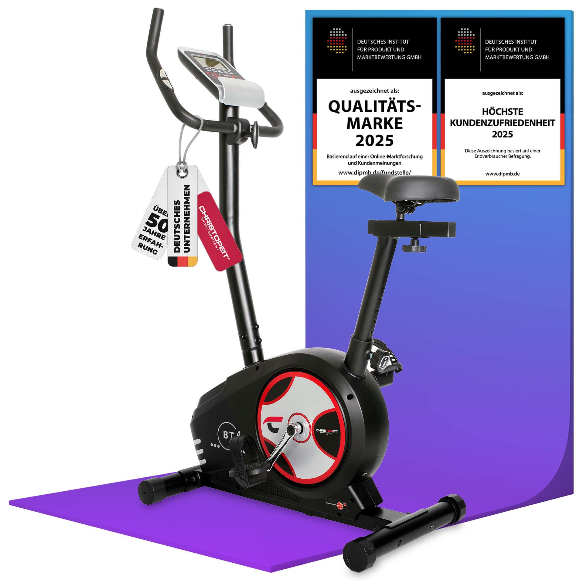 Rower treningowy Christopeit Sport BT 4-24-stopniowy, do 120 kg masy ciała, hamulec magnetyczny 7 kg, wyświetlacz LCD