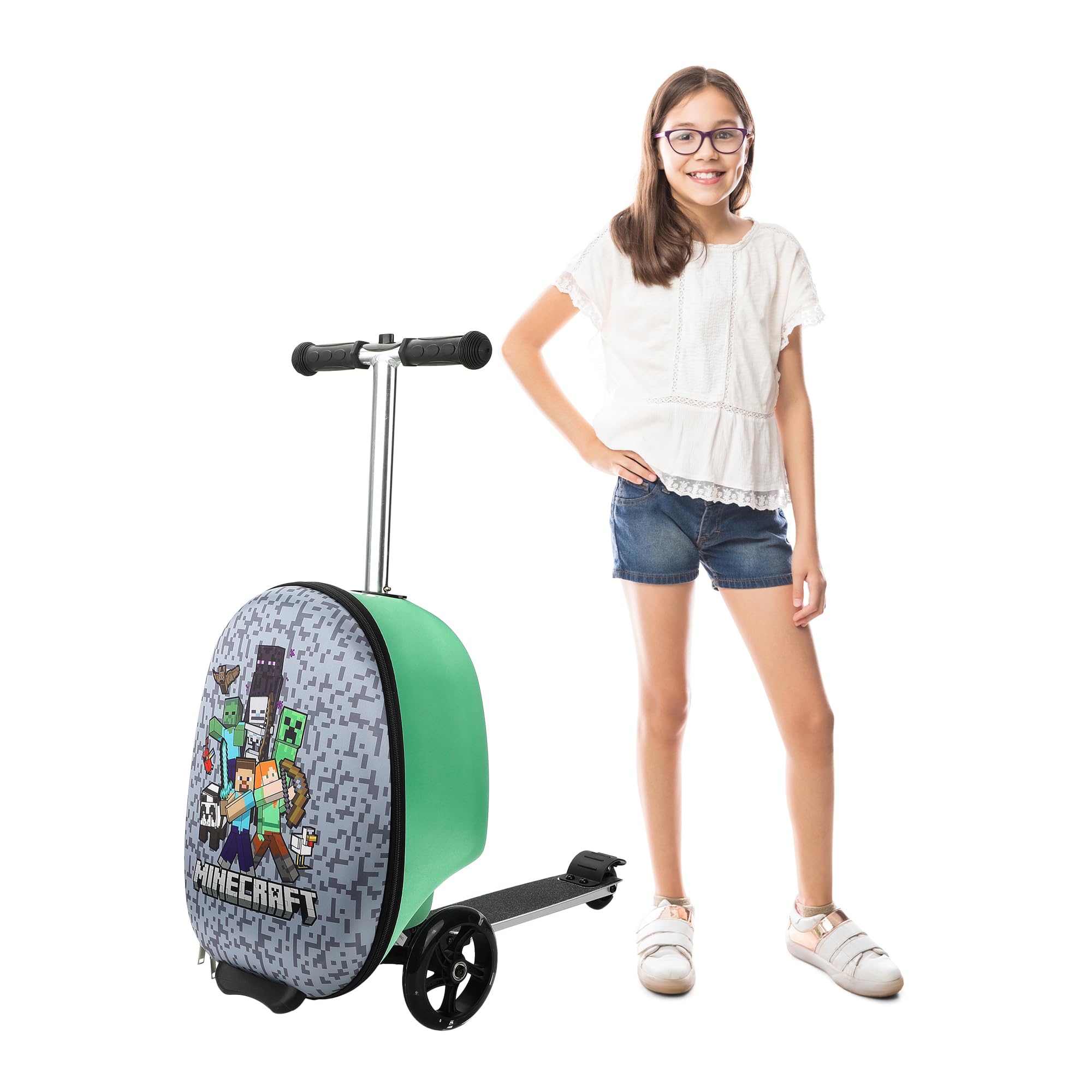 Bioworld Minecraft Kids' 2-in-1 Suitcase (18") and Scooter Luggage