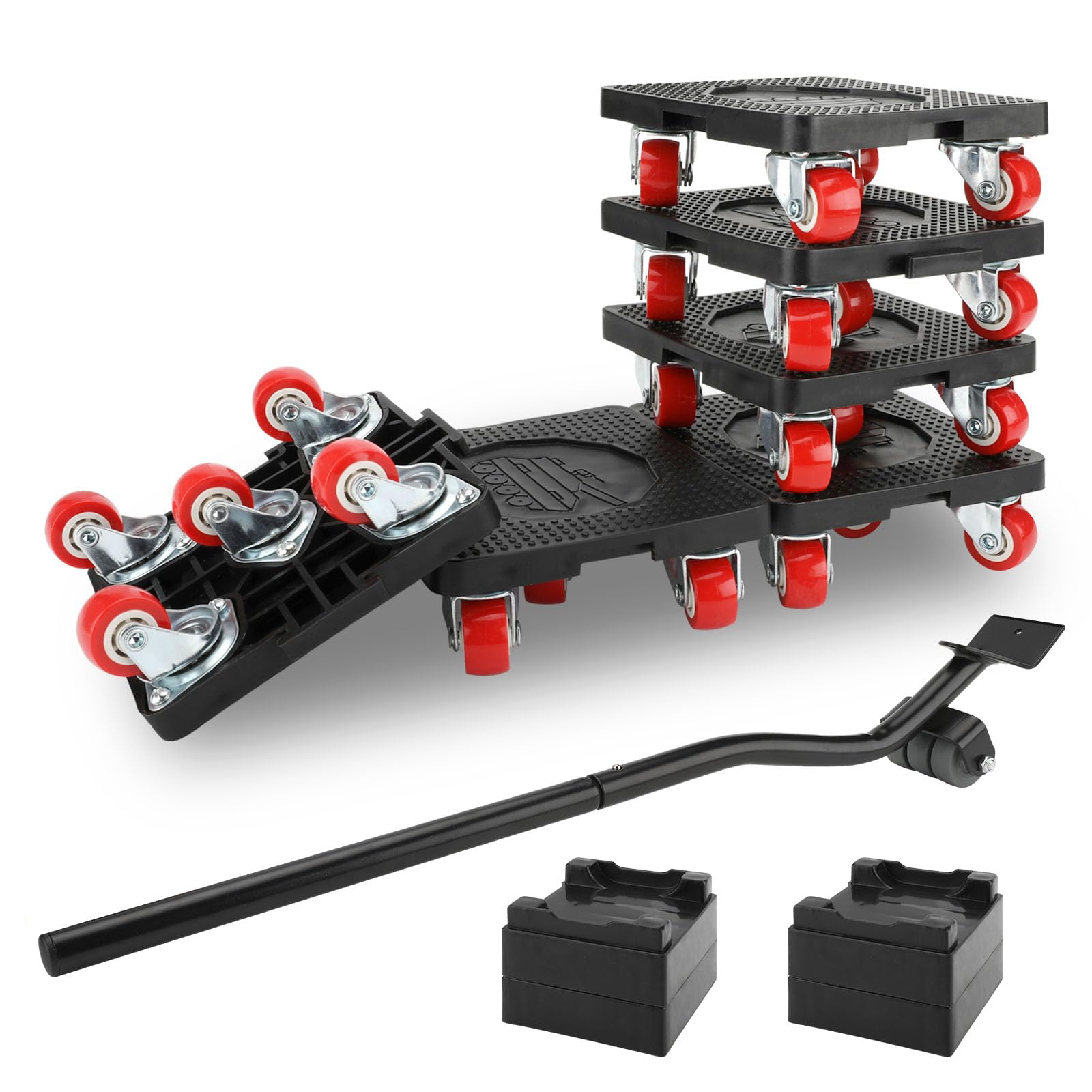 Insdawn Furniture Dolly with 5 Wheels & Furniture Lifter Set,Furniture Sliders 360Â°Rotation Wheels Double Bearing Roller Mute+Smooth,Moving Dolly Load Capacity 800LBs Total,L-Size,6 Packs