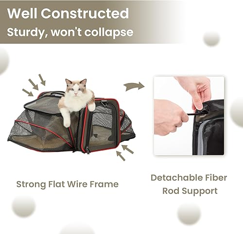 Vista 56 de Petsfit transportador de perros expandible para viajes con colchoneta de lana, aprobado por la mayoría de las aerolíneas, transportador de mascotas