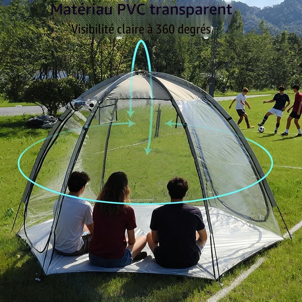 Tente de sport transparente pour 2 personnes - Vue panoramique à 360° - Coupe-vent - Portable - Tente à bulles pour camping, pêche et activités sportives