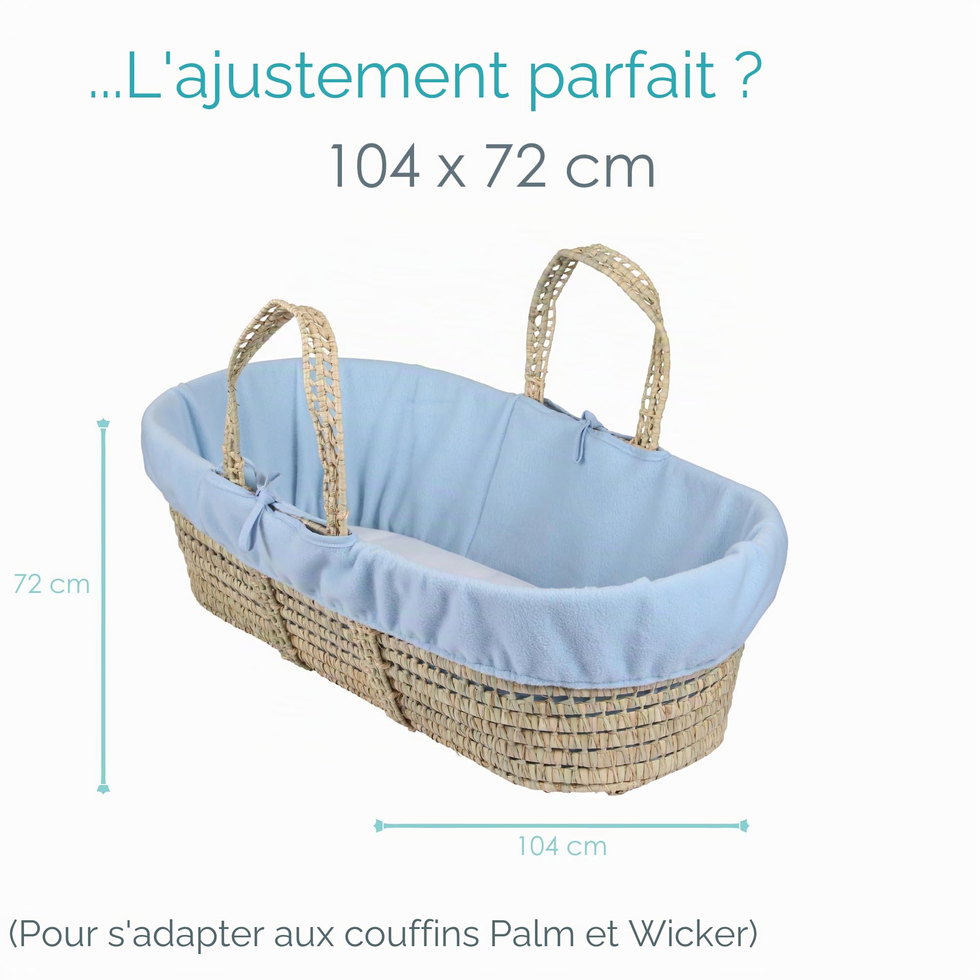 Clair de Lune Doublure polaire, pansement pour Moïse, panier en osier (bleu)