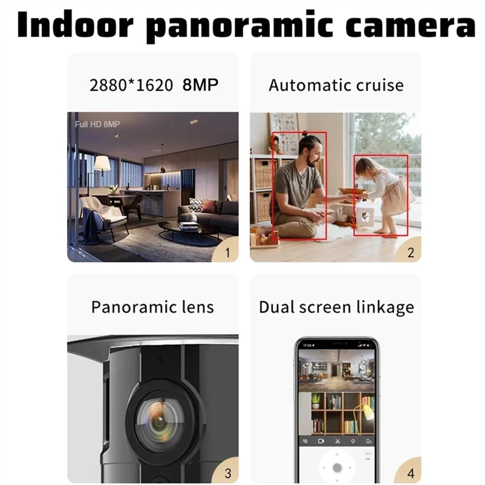 Kamera bezpieczeństwa na zewnątrz Kamera 4K 8 MP Szeroki kąt 180° Podwójny ekran wyjściowy, zewnętrzna wodoodporna kamera IP67 Sterowanie PTZ Aplikacja śledząca AI Automatyczne ostrzeganie(8MP Add 128