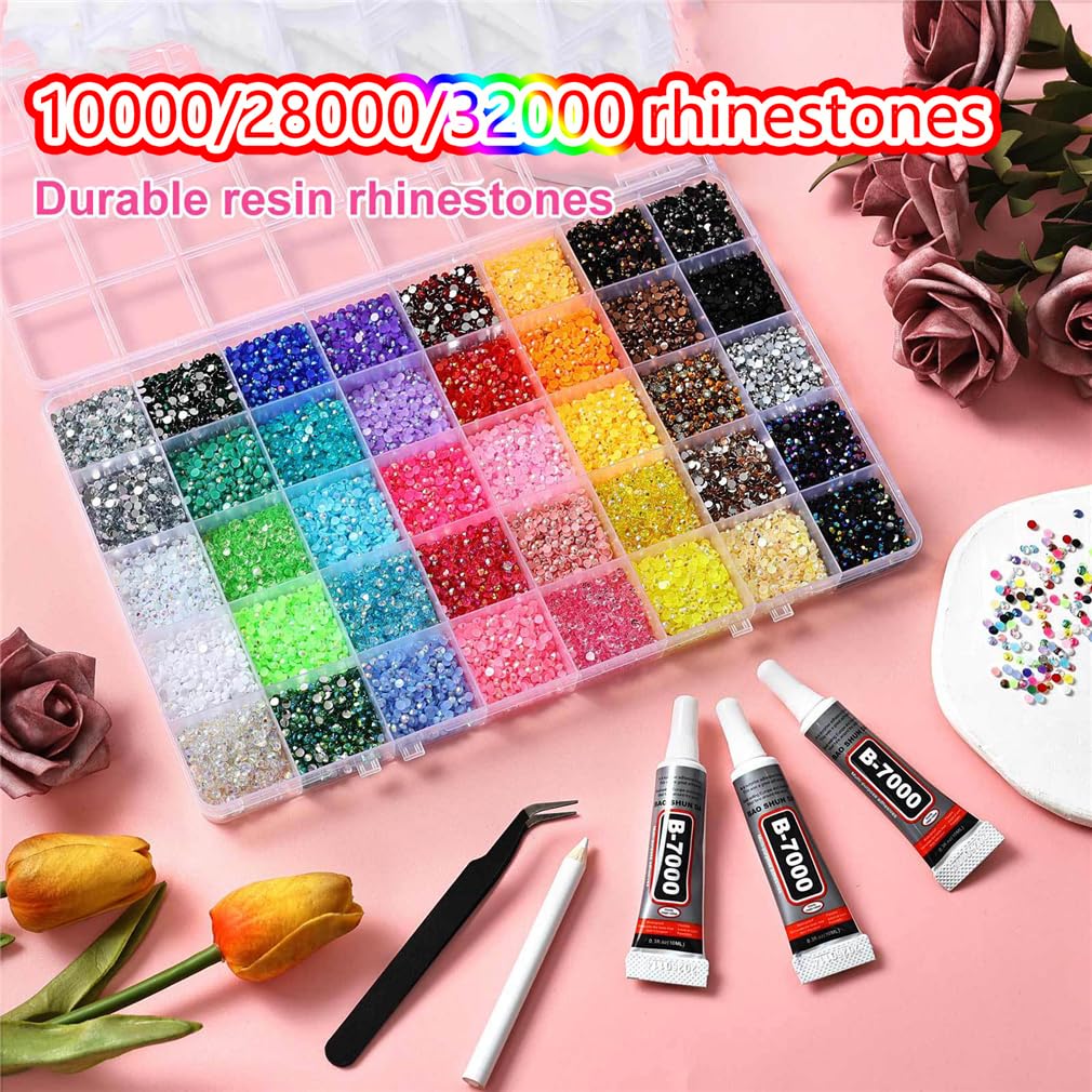 Kit Di Strass Piatti In Resina Mista Da 3 Mm, Strass In Cristallo Gelatinoso Con Colla, Penna, Pinzetta, Per Lavori Fai Da Te, Nail Art, Abbigliamento, Decorazioni Per Telefoni (40 colours)