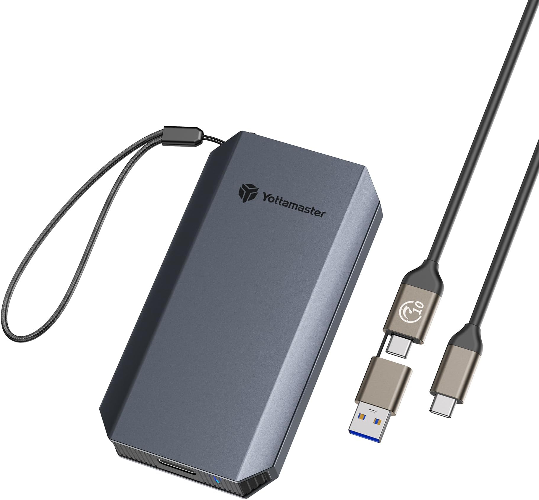 Yottamaster 512GB External SSD, Up to 460MB/s 2 in 1 USB C Cable & Lanyard Portable Solid State Drives, Supports 4K ProRes HDR Compatible with iPhone 17 Pro Max, Smartphone, Tablet, Laptop