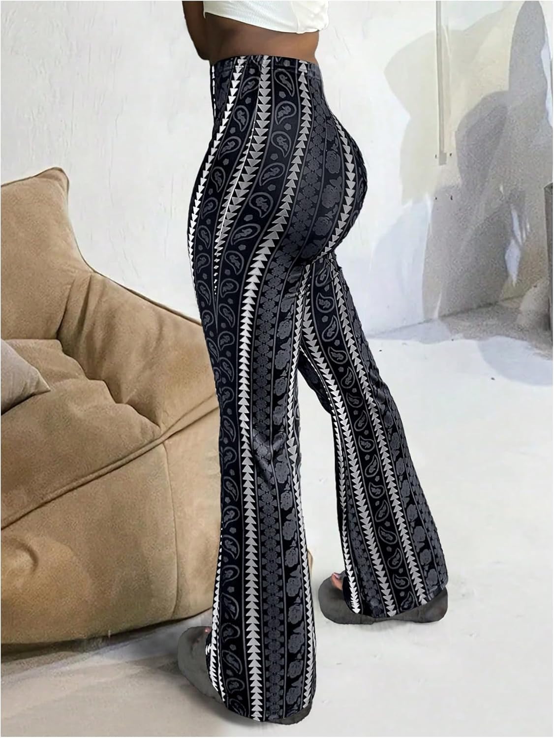 Milumia Women's Boho Yoga Leggings High Waisted Hippie Flared Pants Bell Bottoms - Image 3