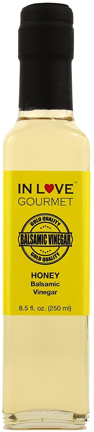 In Love Gourmet Honey Balsamic Vinegar 250ML/8.5oz Perfect on Salads and Vegetables, Fish, Poultry, Roasted Meat, and Sweet & Sour Dishes.