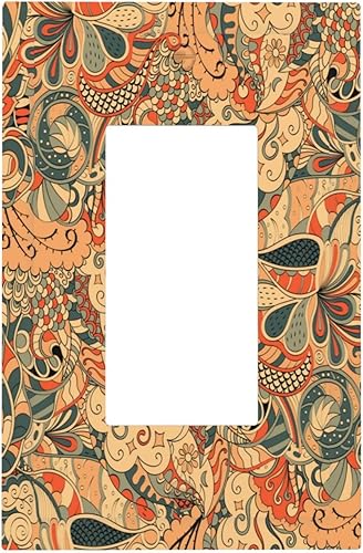 Miniatura 80 de Cubiertas de Interruptor de Luz de Palanca Simple con Diseño Abstracto de Sol Amanecer Retro, Placa Decorativa Arcoíris Atardecer de 1 Gang, Placa