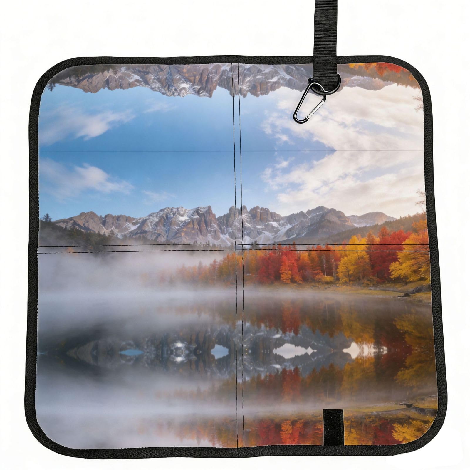 DUYIOKH Autumn Lake & Peaks Print Foldable Portable Seat Cushion for World Cup Games, Camping and Outdoor Activities