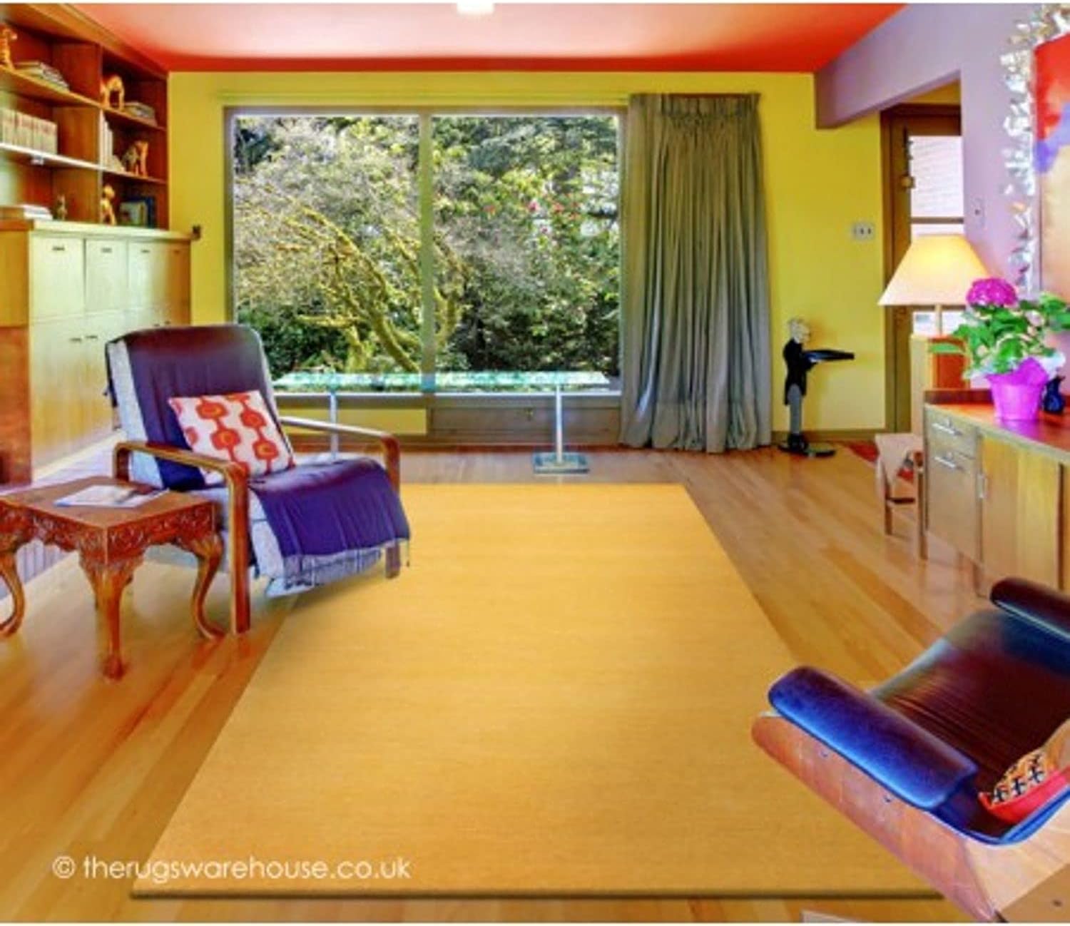 Zara Carpets Solid Plain Hand Made Rugs Runner Size 2 Feet by 6 Feet (2x6 feet) Yellow