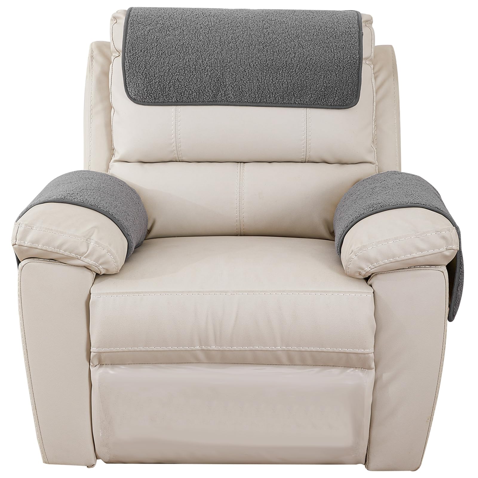 NNSMUN Armrest Cover, Sofa Arm Protector Covers, Armrest Chair Covers, Sherpa Fleece Armchair Cover, Stretch Armchair Couch Arm Rest Cover for Recliner, Chair, Sofa (Light gray,3pcs (with pocket))