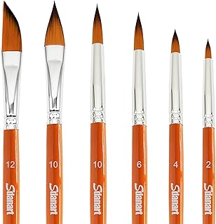 Watercolor Brushes Professional 6PCS Watercolor Paint Brushes for Painting, Cat's Tongue Oval Wash Paint Brush, Dagger, Round Pointed Watercolor Brush for Water Color Acrylics Gouache Ink