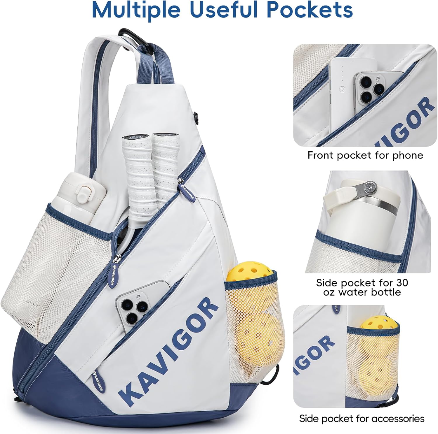 2025 Pickleball Sling Bag, Convertible Ultra-Light Backpack with Skin-Soft Fabric & Wet/Dry Pocket, Fits 4 Paddles + Gear - Image 3