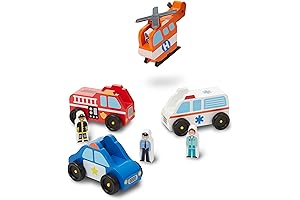 Melissa & Doug Wooden People Emergency Vehicle Play Set