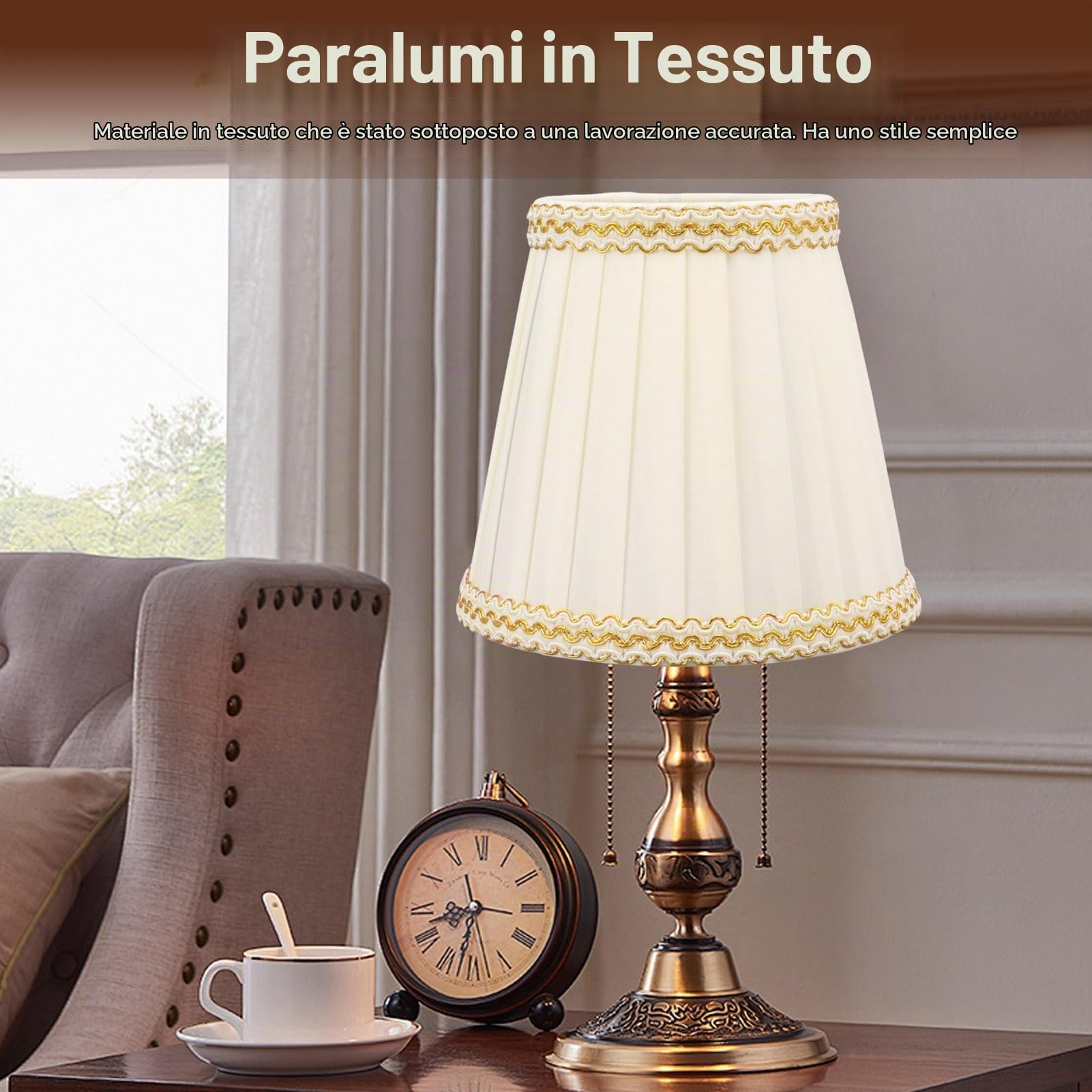 Cyrank Set di 6 Paralumi per Lampadario Piccolo, Paralume Piccolo per Lampadario a Clip su Paralume per Lampadario Lampadine a Candela Accessori per L'illuminazione