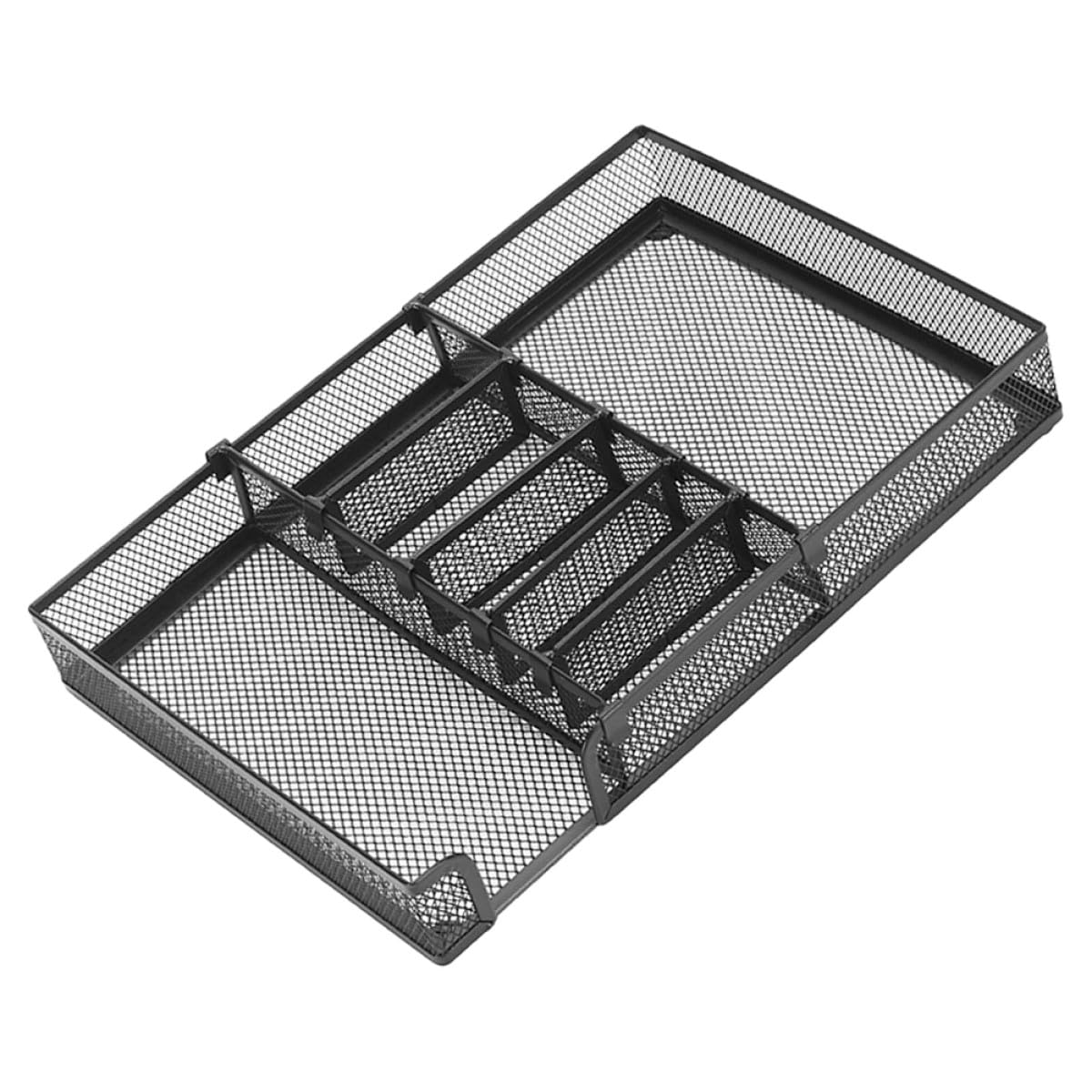 Healeved Organizador de Escritorio de Metal Negro DIY Bandeja de Malla Portalápices Metálico y Compartimentos para Cajones Adecuado para Oficina y Material de Oficina Organizadores de