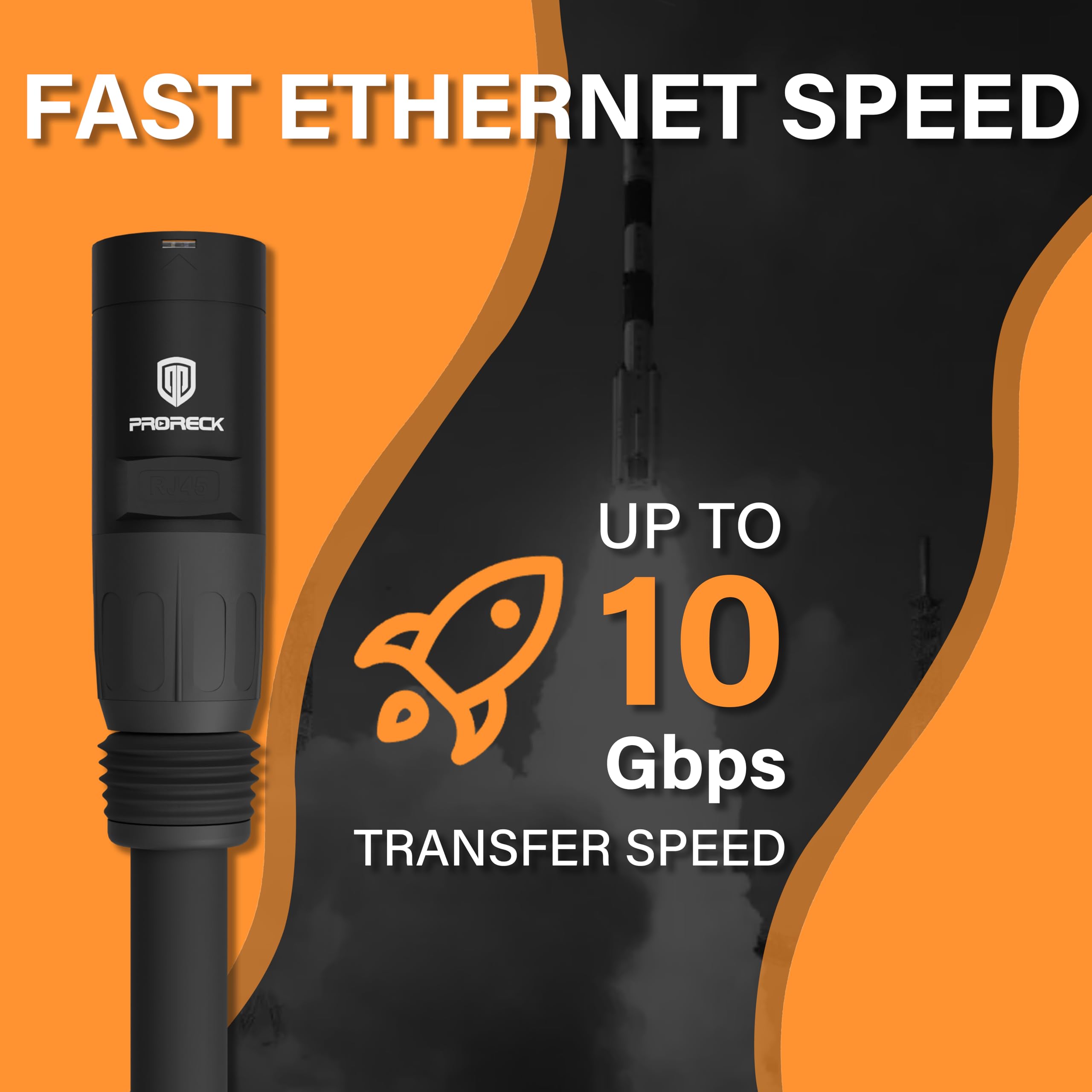 PRORECK Câble Ethernet SFTP CAT6 double blindé avec connecteurs EtherCON RJ45, 91,4 m avec enrouleur de câble, haut débit, idéal pour les systèmes audio professionnels, studio et spectacles en direct