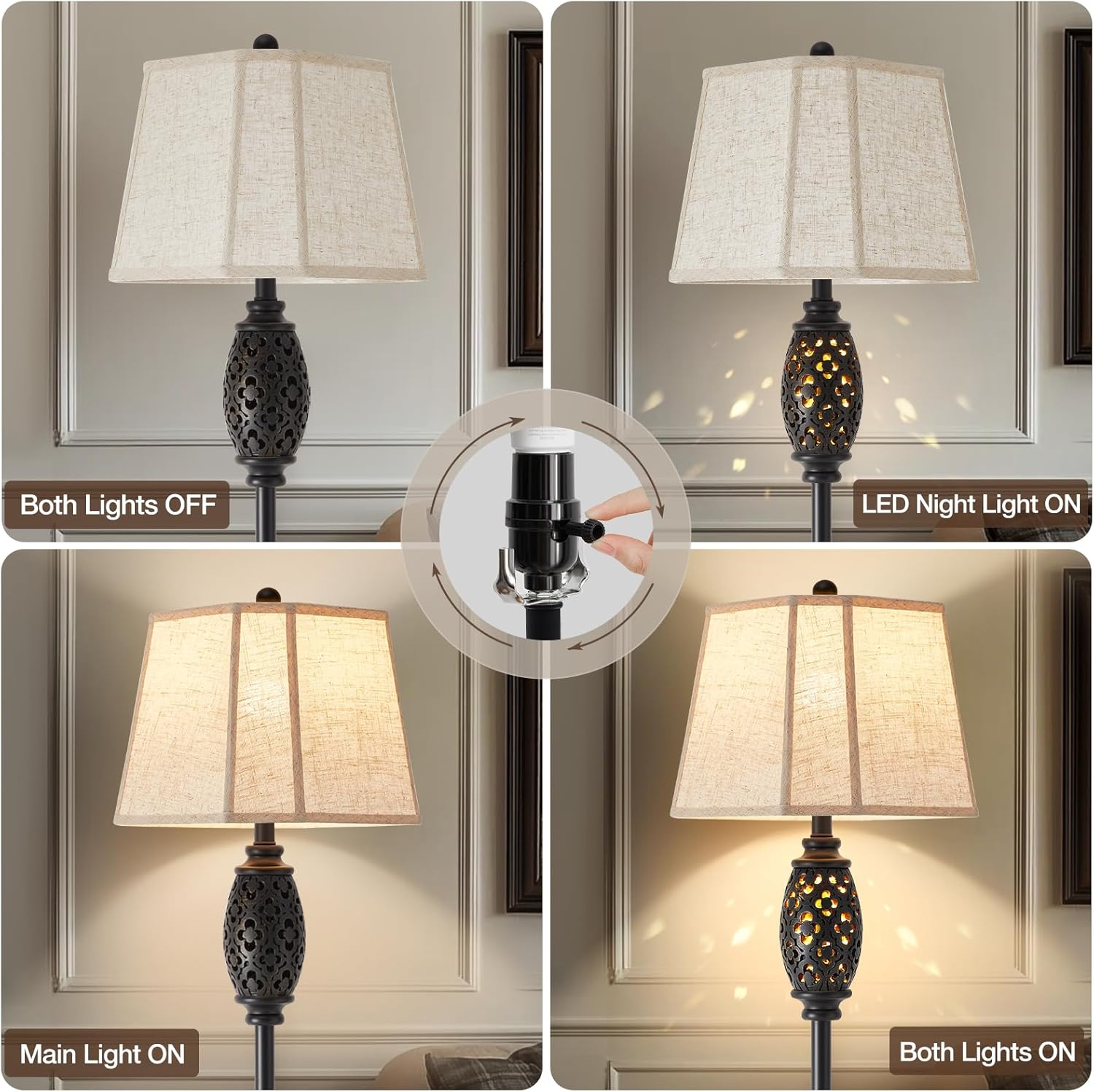 Luvkczc Vintage Floor Lamp with Cutout Design & Glowing Light - Resin Elegant Standing Lamp for Living Room, Bedroom, Office (Includes Bulb)