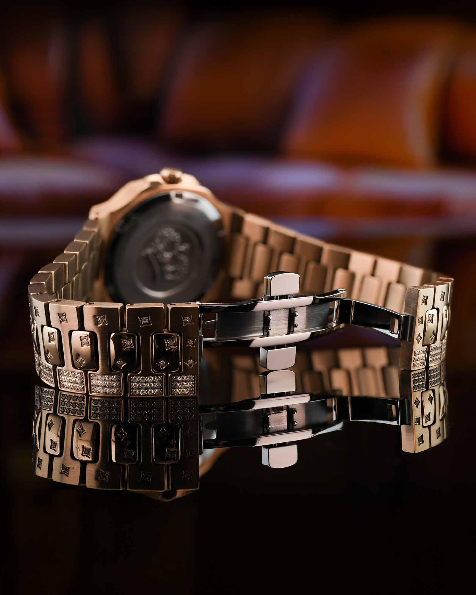 LOUIS XVI Renaissance Femme 6110 - Ø 35 mm - Damen Uhr - Wasserdicht - Armband Roségold - Zifferblatt Stars Edition Roségold mit Diamanten - Schweizer Quarzwerk
