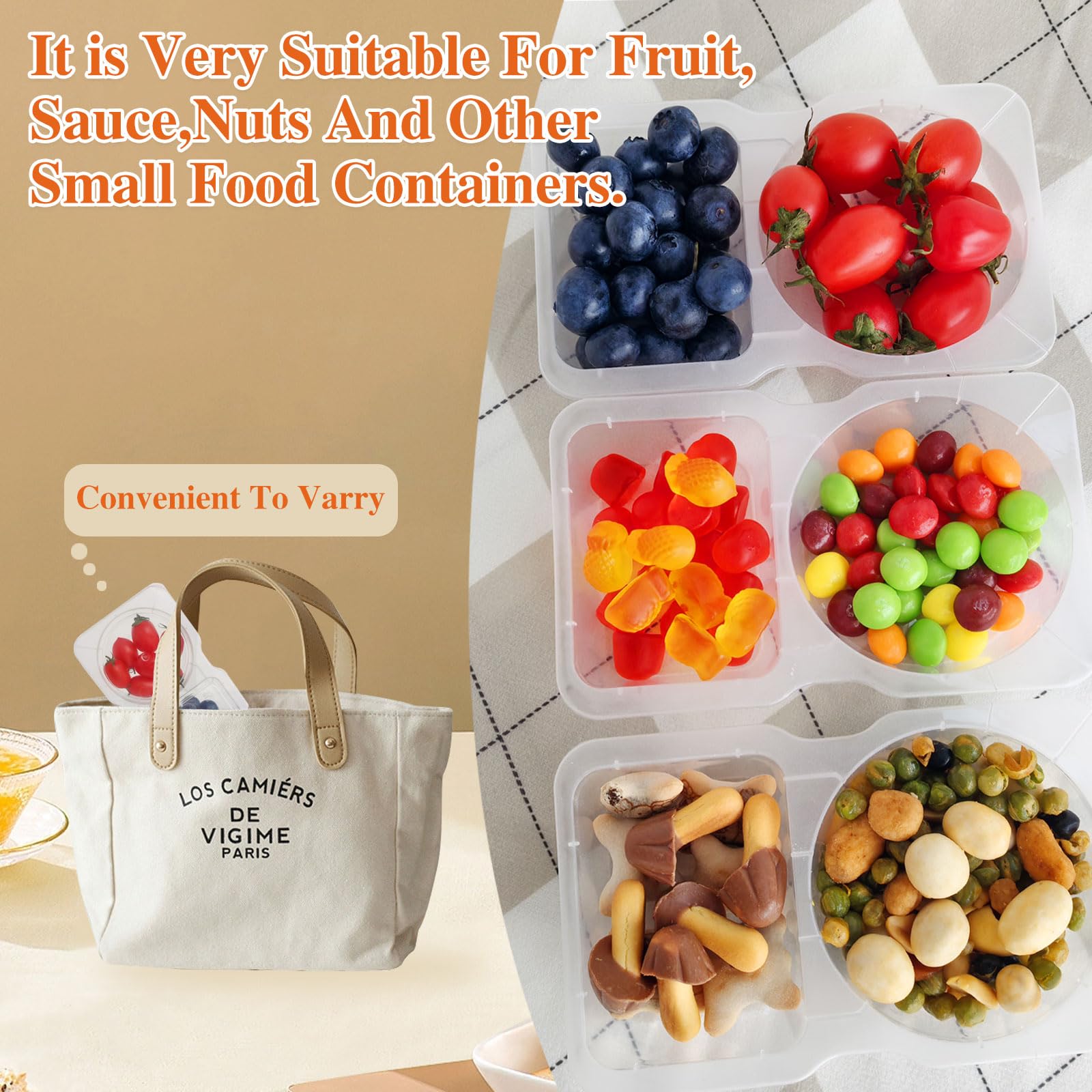 Obfuscate Contenitore per condimenti a doppio scomparto con coperchio, contenitore per snack e salse, ideale per salse da asporto, salse e snack da viaggio (DTH-40)