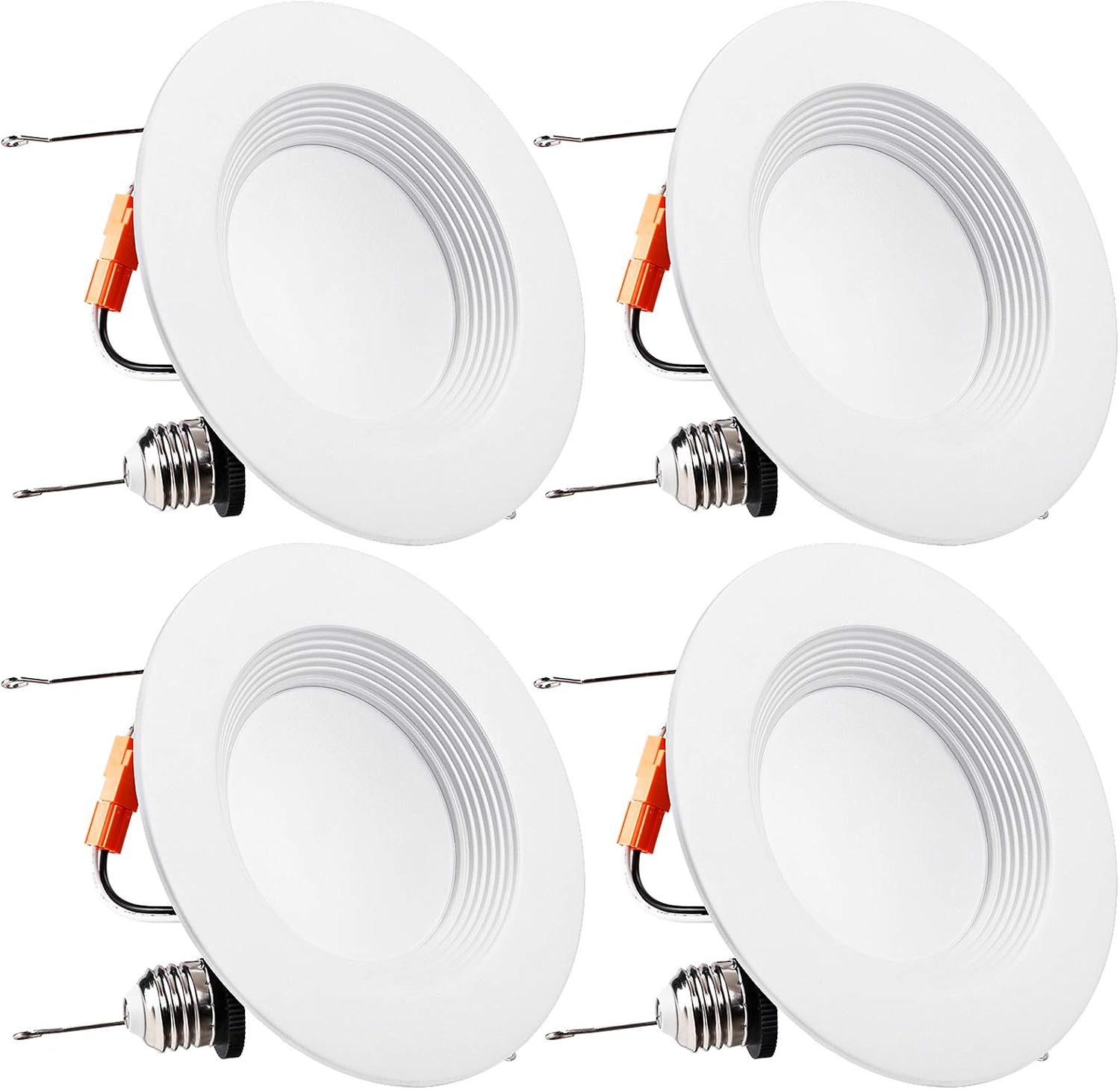 TORCHSTAR 5/6 Inch Dimmable LED Recessed Retrofit Downlight with Baffle Trim, Retrofit Recessed Lighting, 15W (120W Equiv.), CRI 90, JA8 & Title 24 & UL Listed, 1100lm, 2700K Soft White, Pack of 4