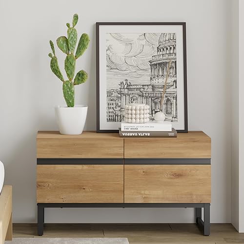 Miniatura 3 de WAMPAT Moderno soporte de TV para televisores de hasta 50 pulgadas, mesa consola central de entretenimiento de TV con gabinete de almacenamiento,