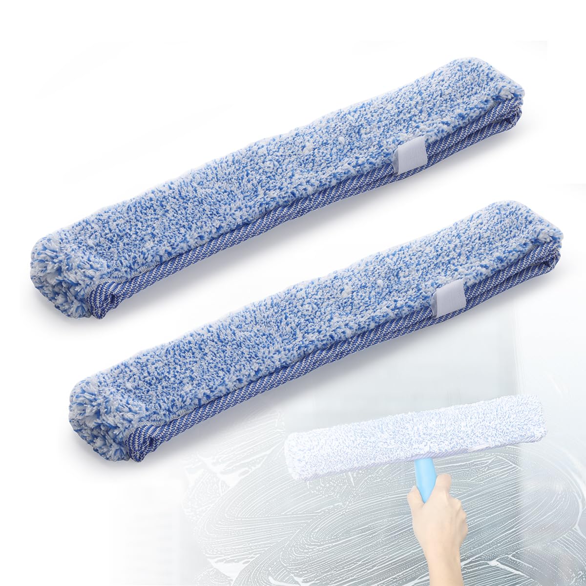 LANMUMicrofiber Window Scrubber Refill Replacement Compatible with MR.SIGA Window Scrubber, Washable & Reusable Sleeve for 14" Window Cleaning Tool (2 Pack)