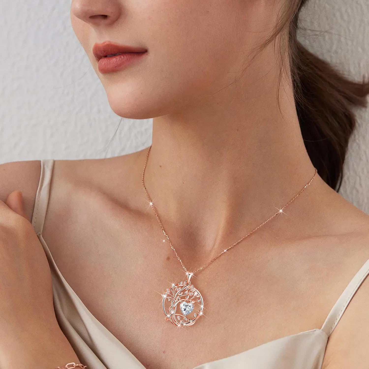 S925 Necklace for Women, Tree Of Life Jewelry, Sterling Silver Birthstone Necklace for Women, Gifts For Wife, Mom, Daughter, Anniversary Birthday Wedding Valentines Day - Image 5