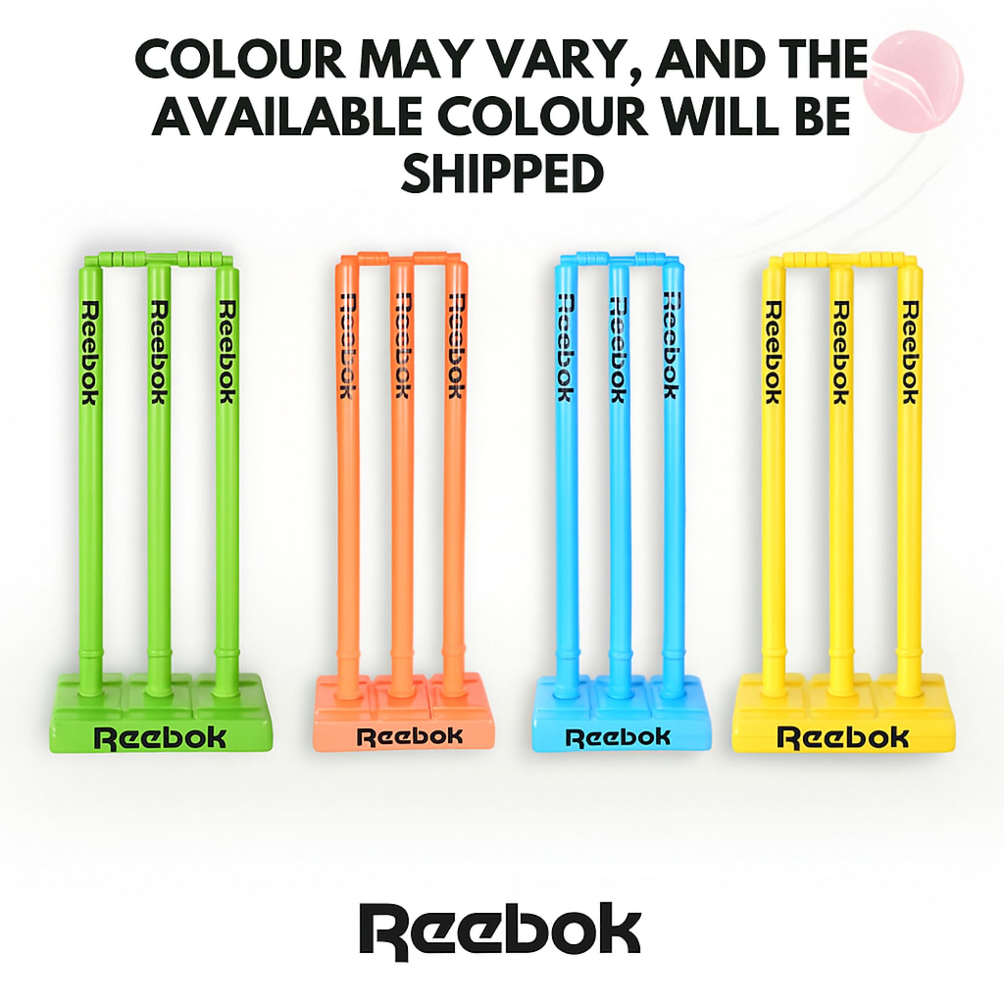 Reebok Ensemble de souches de Cricket avec bélières, Base Lourde et Housse de Transport de qualité supérieure, Multicolore