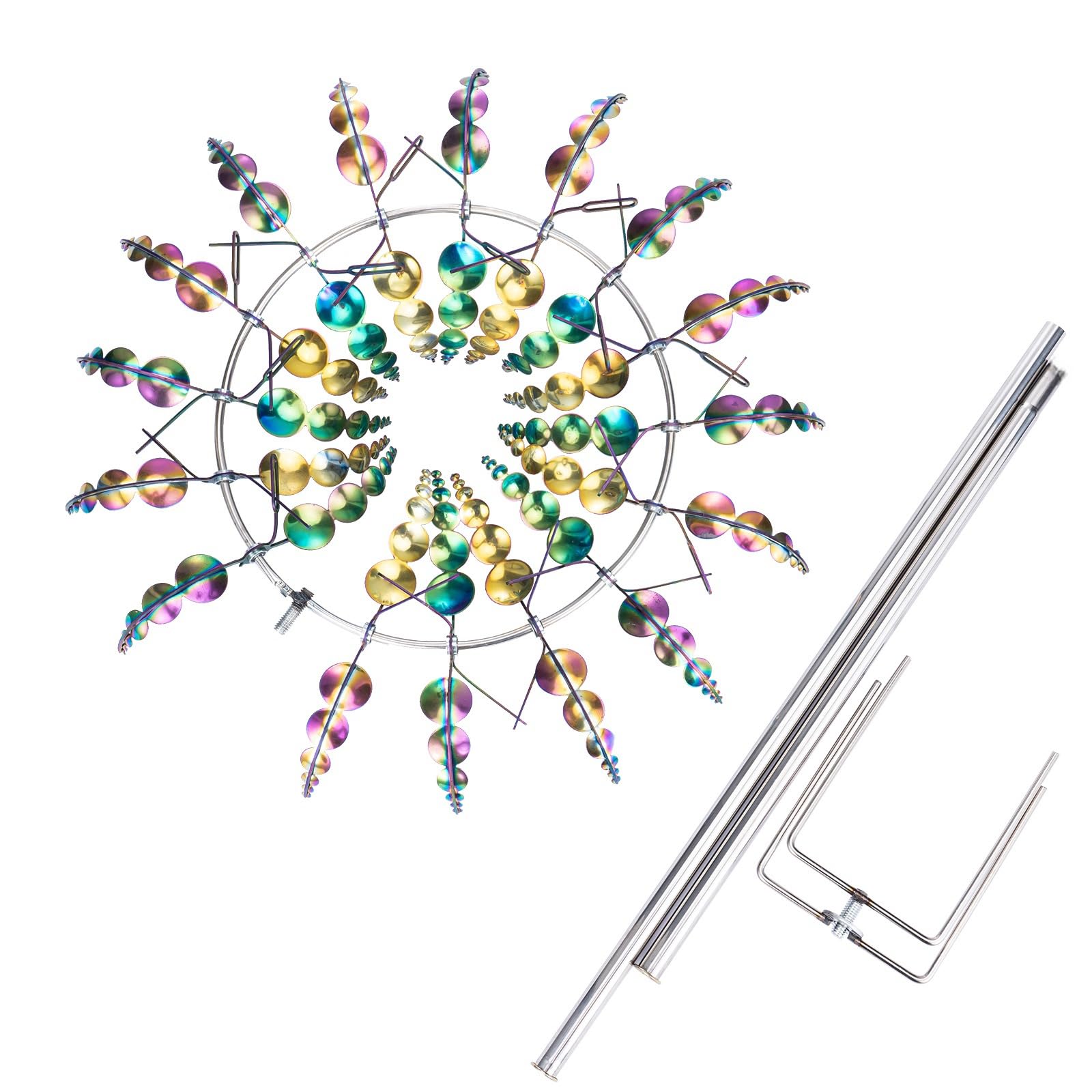 Molinillos de viento para exteriores, molino de viento de metal para arte de patio, molinillo de viento de girasol al aire libre, molinillos de viento de jardín, coloridos mágicos y únicos, molinillos