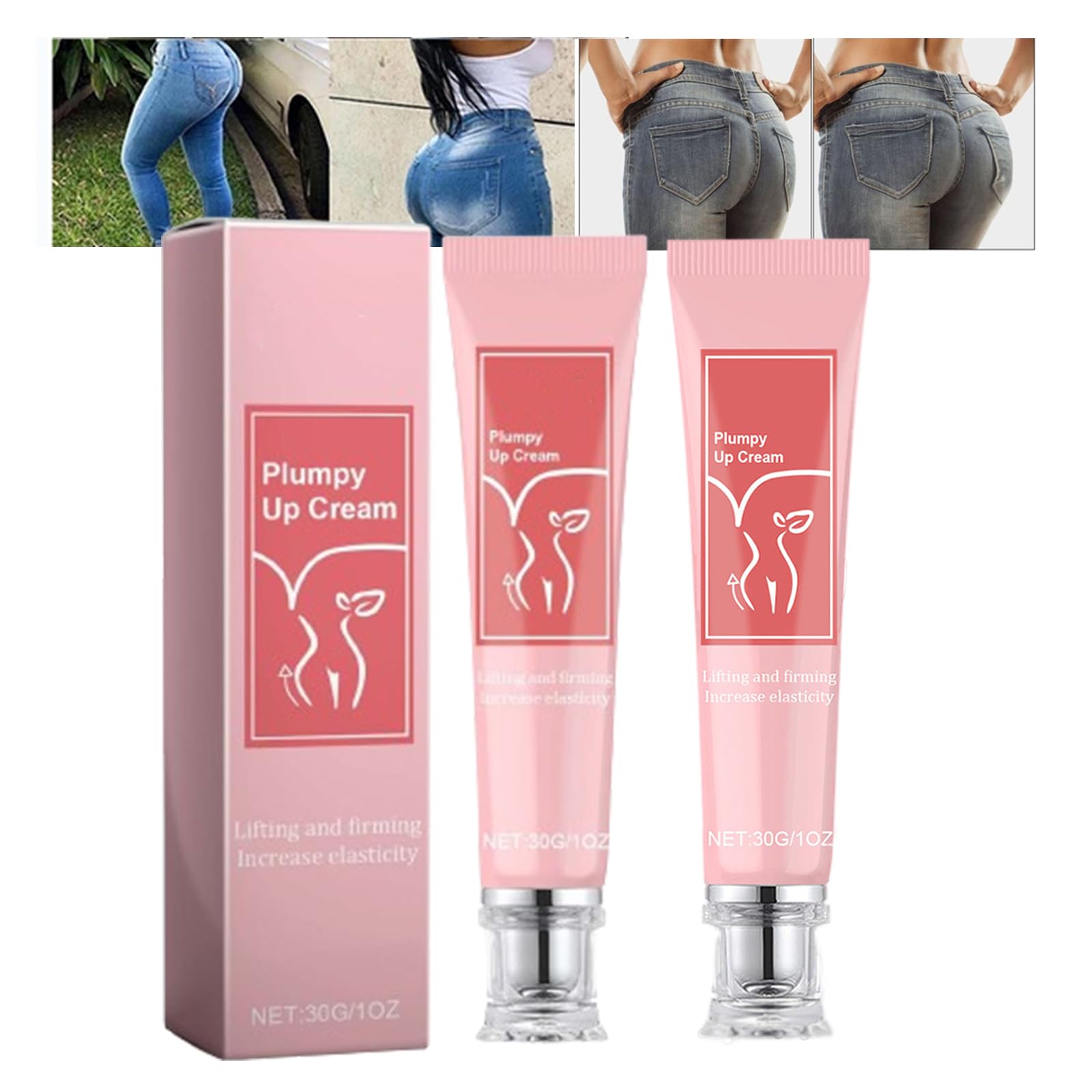 Bewtymax Plumpy Up Cream, Bumbloom Plump Up Cream, Hip Up Cream Bigger Buttock Firm Massage Cream, Bootybooty Shea Butter Massage Cream (2PCS)