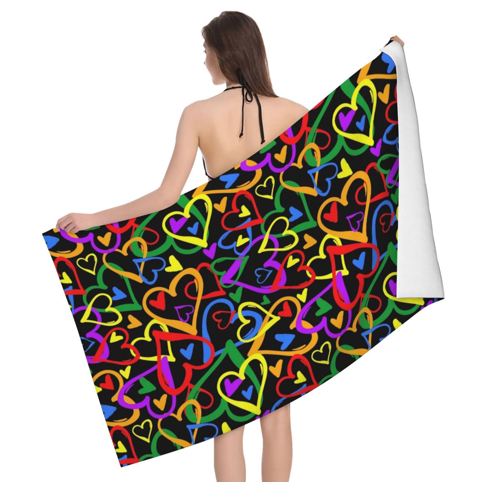 Serviette de bain arc-en-ciel légère absorbante pour hôtel et piscine