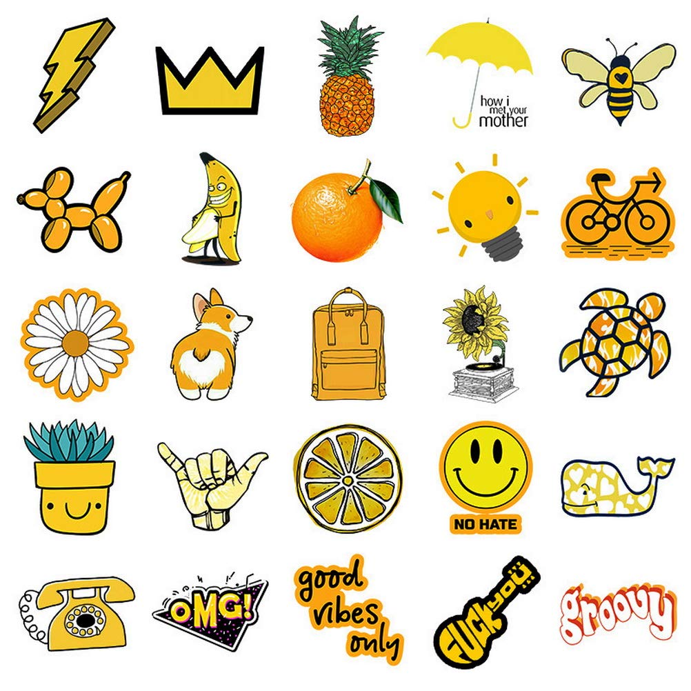 kuou 50 Pcs Cute Vsco Aesthetic Stickers, Waterproof Cartoon Stickers