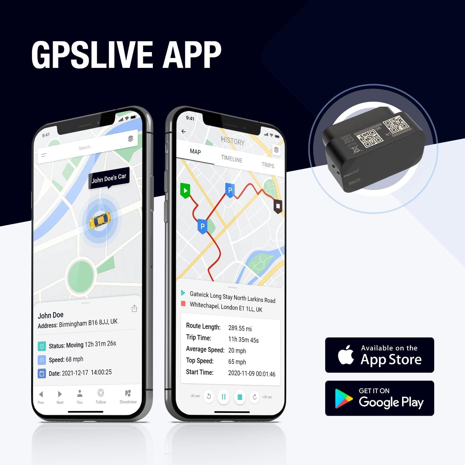 GPSLive DB3 GPS Tracker Auto, Van, Flotte, KFZ | Made in EU | Einstecken und loslegen | Livetracking mit App | Keine SIM benötigt | GPS Sender | Peilsender