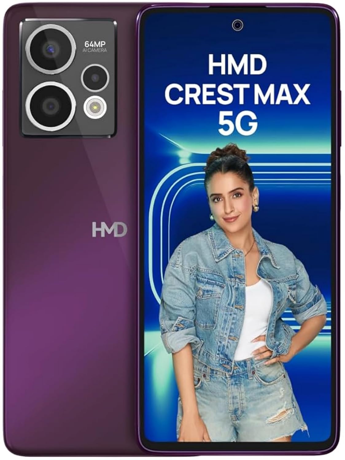 HMD Crest Max 5G | 50 MP Front Camera | Triple Rear AI Cam with 64 MP Primary Cam | FHD+OLED Display | 8GB RAM & 256GB Storage | Android 14 | 33W Fast Charger (Royal Pink) HMD Crest Max 5G | 50 MP Front Camera | Triple Rear AI Cam with 64 MP Primary Cam | FHD+OLED Display | 8GB RAM & 256GB Storage | Android 14 | 33W Fast Charger (Royal Pink)