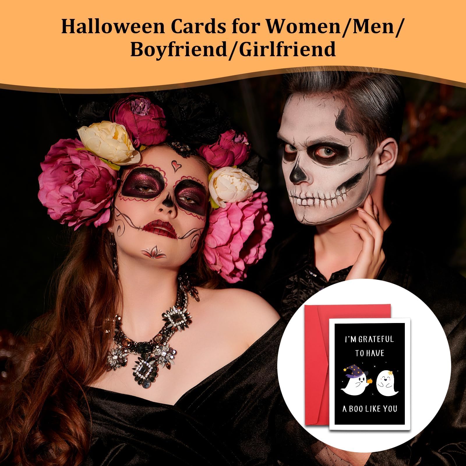 Valentines Card for Him Her Horror Halloween Boo Basket Stuffers for Her Him Adult Women Spooky Basket Stuffers for Boyfriend Girlfriend Couple Boo Gifts for Women Kids Halloween Cards for Couple - Image 3