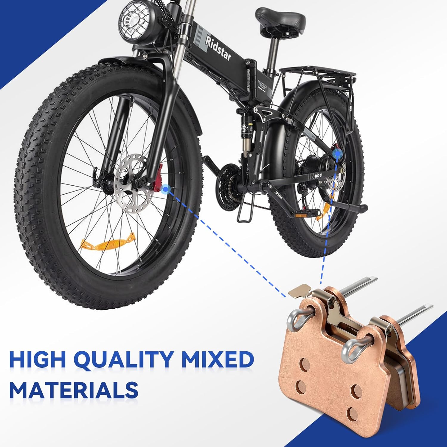 Disc Brake Pads Compatible with Ridstar Q20 H26 Pro Q20 Pro Electric Bike EBike Front and Rear Hydraulic Disc Brake Parts